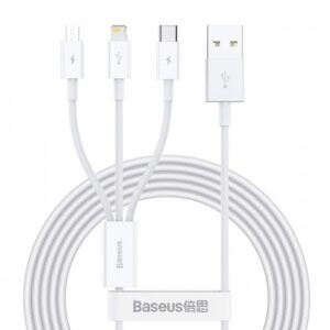 Baseus Superior Series 3-in-1 Fast Charging Data Cable White